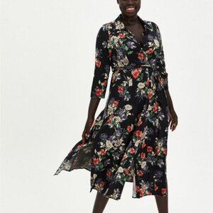 Torrid Black Floral Wrap Dress